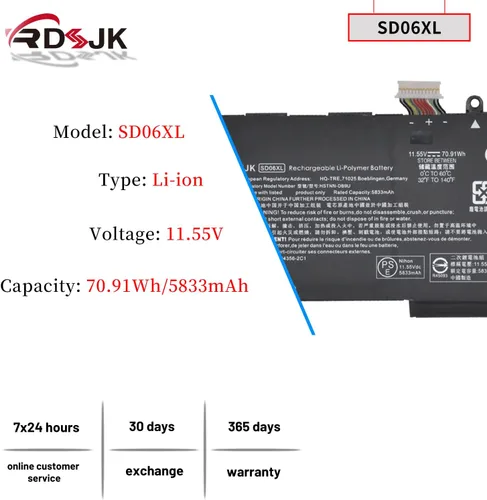 Miniatura 2 de SD06XL - Batería para portátil HP Omen 15-EK 15-EK0000 15-EN 15-EN0000 15-EK0051TX 15-EK0009TX 15-EN0029NR 15-EN0036NR Series SD06070XL HSTNN-DB9U