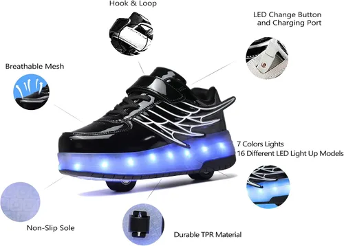 Miniatura 3 de Roller Skate Shoes for Kids Boys Girls LED Roller Sneakers Light Up Fashion Flashing Wheels Shoes Rechargeable