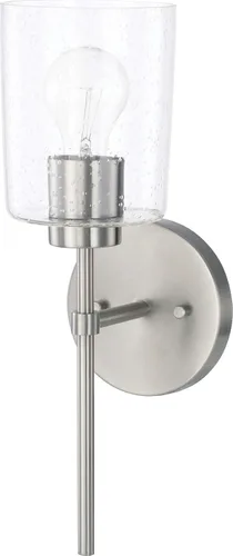 HomePlace Lighting 628511BN-449 Greyson - Aplique de pared de cristal transparente industrial/urbano, 1 luz de 100 vatios, 16 pulgadas de alto x 5