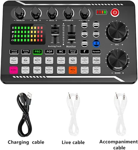 Miniatura 9 de Tablero de sonidos, tablero de efectos de sonido, placa mezcladora de sonido, tarjeta de sonido compatible con Bluetooth con múltiples efectos