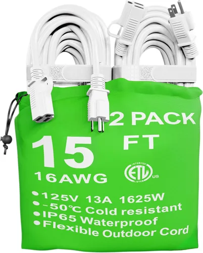 Miniatura 30 de HUANCHAIN Cable de extensión para interiores y exteriores, 50 pies, impermeable, calibre 16/3, flexible, resistente, cable de extensión para Amarillo