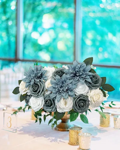 Miniatura 150 de FACINOC Ramos de Rosas Artificiales Naranjas, Juego de Caja de Flores Artificiales con Tallos para DIY, Bodas, Despedidas de Soltera, Decoraciones