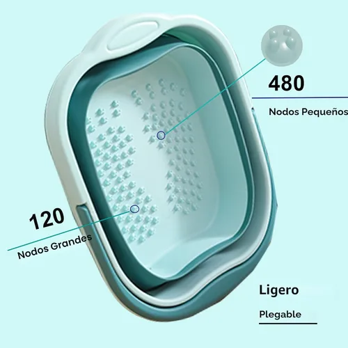 Miniatura 5 de Bañera de pies plegable de 15 L (4 GL) con asa, masajeador de pies para pies secos y agrietados, cubo de pies de plástico