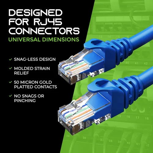 Miniatura 6 de GearIT Paquete de 20 cables de conexión Cat6 de 1 pie, cable Ethernet Cat 6 sin enganches, flexible y suave, serie Preimum, color azul