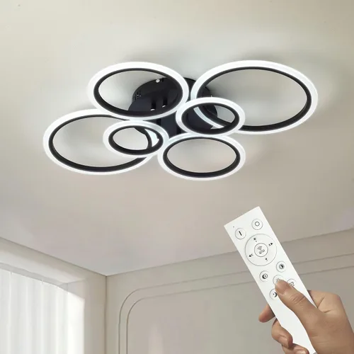 Miniatura 13 de Moderna lámpara LED de techo de 22 pulgadas, 36 W, 3000 lúmenes, 3000 – 6500 K, regulable con control remoto, lámpara de techo empotrada para Negro
