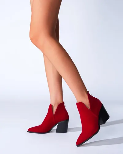 Miniatura 4 de DADAWEN - Botines de gamuza para mujer con cremallera lateral y tacón alto