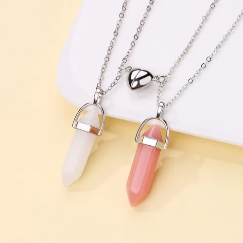 Miniatura 26 de Collar magnético de corazón dividido a juego para parejas, colgante de atracción mutua de cristal, regalo de joyería de amistad para mejores amigos