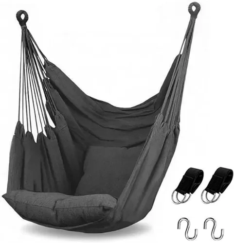 Miniatura 14 de Goutime Silla hamaca, columpio de techo de cuerda colgante bohemio, silla colgante de macramé para interiores, exteriores, dormitorio, exterior