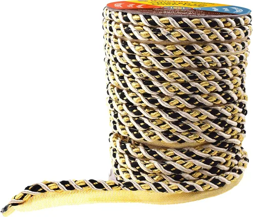 Miniatura 9 de Mandala Crafts Rollo de 25 yardas con borde trenzado negro para costura, ribete decorativo de costura, ribete de tapicería y cordón para cojines
