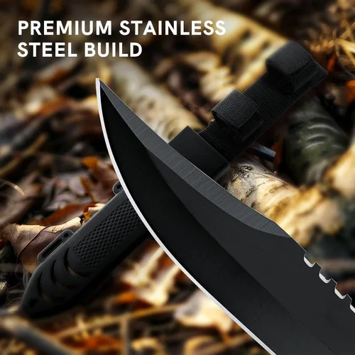 Miniatura 2 de Dispatch Cuchillo de caza de hoja fija con funda, cuchillos de supervivencia de 12 pulgadas para hombres, cuchillo táctico Bowie con mango Cuchillo
