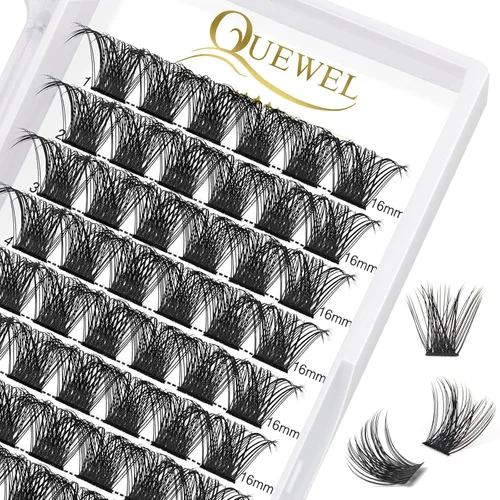 Miniatura 34 de QUEWEL Kit de extensión de pestañas DIY, racimos de pestañas 3D con 280 piezas, racimos de pestañas mixtas de 10-16 mm (30+40+50D), pinzas