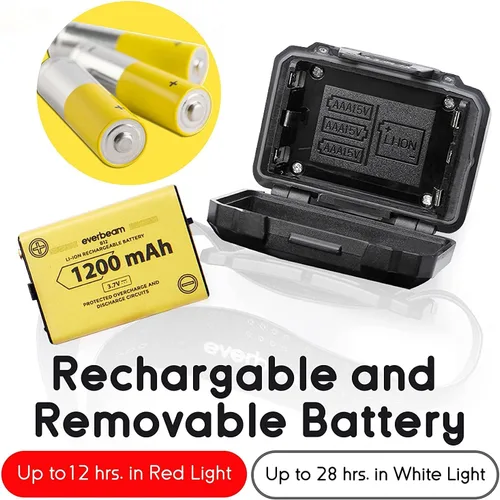 Miniatura 4 de Everbeam Linterna frontal H7 – Batería recargable LED resistente al agua con 28 horas de tiempo de funcionamiento – Salida de 1100 lúmenes