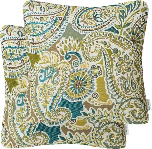Miniatura 8 de Mika Home - Juego de 2 fundas de almohada oblongas rectangulares para sofá, sofá cama, silla, diseño de rayas paisley, 12 x 20 pulgadas, verde
