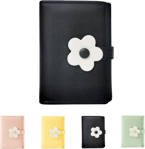 Miniatura 40 de MEISEE Billetera pequeña para niñas y mujeres, billetera de tres pliegues, bolsillo para efectivo, con estampado de flores, monedero con ventana