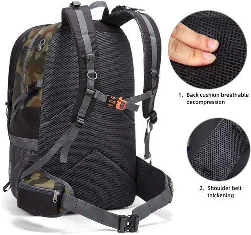 Miniatura 5 de SPEEDPARK Mochila de Senderismo 40L Impermeable Mochila de Día de Senderismo con Cubierta para Lluvia, Mochilas de Viaje de Trekking al Aire Libre