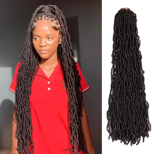 Miniatura 7 de Rastas cortas de ganchillo de pelo sintético de 14 pulgadas, 8 paquetes, nuevas rastas onduladas de ganchillo, trenzas de diosa suaves de ganchillo