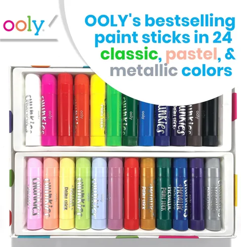 Miniatura 2 de Ooly Chunkies - Juego variado de 24 barras de pintura para niños, incluye colores clásicos, pastel y metálicos, sin ensuciar, de secado rápido
