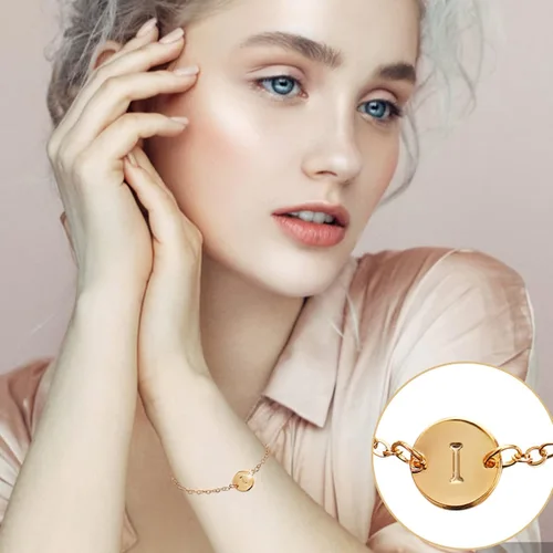 Miniatura 2 de Collares de collar para mujer pulsera personalizada con inicial de acero inoxidable chapado en oro de 18 quilates pulsera delicada con dije
