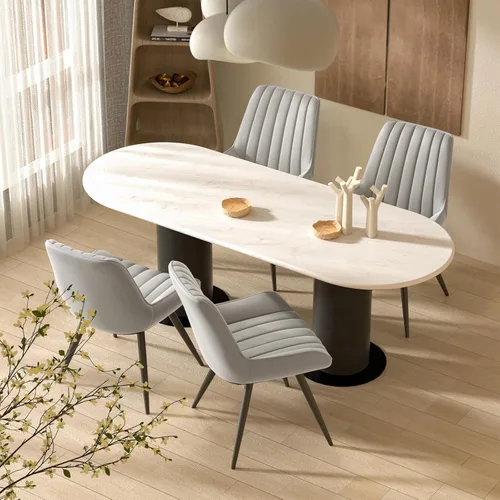 Miniatura 9 de Nalupatio Juego de 2 sillas de comedor modernas, cómodas sillas de comedor con cojines gruesos, sillas laterales tapizadas de tela con patas de Negro