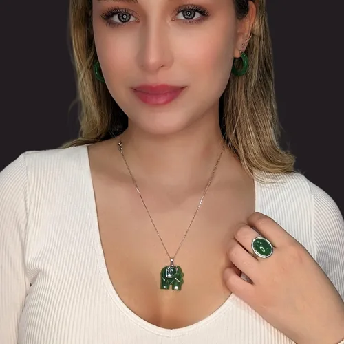 Miniatura 2 de Beaux Bijoux Collares de jade para mujer en plata de ley, collar de la buena suerte con símbolo del dragón chino FU, joyería de jade verde, regalos