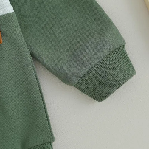 Miniatura 99 de Conjunto de ropa de otoño e invierno para bebé niño pequeño, sudadera de manga larga con colores contrastantes, pantalones elásticos para recién