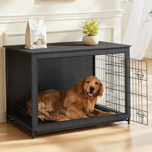 Miniatura 12 de Feandrea Muebles de jaula para perros, mesa auxiliar auxiliar de 38.6 pulgadas, moderna perrera para perros de interior de hasta 70 libras, jaula