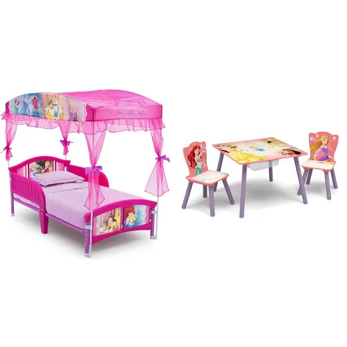 Miniatura 8 de Delta Children Cama Infantil con Dosel, Princesa de Disney y Organizador de Almacenamiento de Juguetes Diseño y Almacenamiento de 6 Compartimientos
