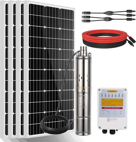 Miniatura 10 de ECO-WORTHY Kit de bomba de pozo solar de 12 V CC - Panel solar de 200 W incluido, bomba de agua sumergible, bomba de pozo portátil para áreas fuera