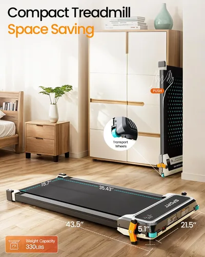 Miniatura 6 de AKLUER Caminadora Plegable con Inclinación – Caminadora 2 en 1 de Doble Cara para Debajo del Escritorio con Masajeador de Pies Shiatsu, Caminadoras