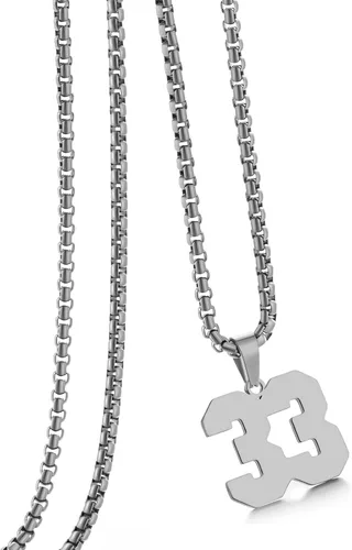 Miniatura 137 de Collar de Número Dorado para Hombre, Cadena de Acero Inoxidable con Colgante de Número para Atletas, Joyería Deportiva Personalizada para Niños