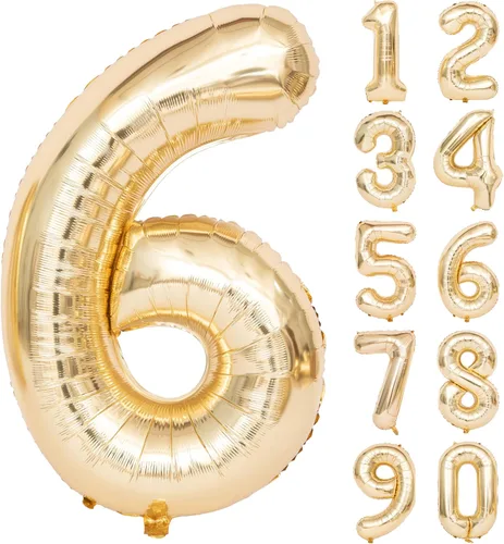 Miniatura 138 de Globos de helio de 40 pulgadas con dígitos dorados para fiesta de cumpleaños., Número 0, 40 pulgadas, número 0 oro 7