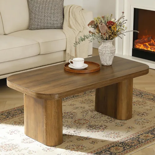 Miniatura 3 de Tribesigns Mesa auxiliar rectangular de 47 pulgadas, mesa central de decoración de granja con esquinas redondeadas y base resistente para sala