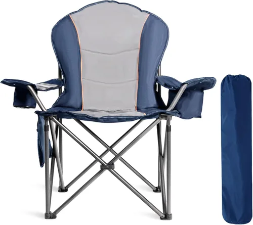 Miniatura 15 de Silla de Camping Sobredimensionada de Alta Resistencia - Silla Plegable Portátil, Portavasos y Estuche para Teléfono Impermeable para Adultos, negro