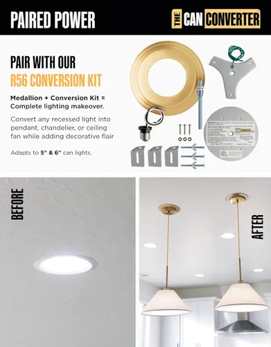 Miniatura 7 de The Can Converter Medallón de Techo para Luz de Lata Empotrada – Mejora del Hogar Anillo Decorativo de Acero Biselado Goof Ring y Placa de Cubierta