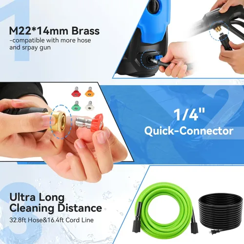 Miniatura 4 de Lavadora a presión eléctrica 5000 PSI 4.0GPM Lavadora eléctrica portátil con 4 boquillas de control de calidad, cañón de espuma de 16.9 fl oz