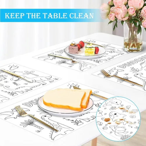 Miniatura 6 de Juego de 150 manteles individuales desechables de papel para colorear, manteles individuales de papel a granel para mesa de comedor, 14.5 x 10