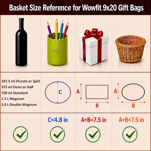 Miniatura 3 de Wowfit Bolsas de celofán, 10 unidades de 9x20 pulgadas Bolsas de celofán transparentes perfectas para regalos, presentes, botellas de vino