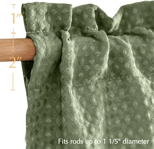 Miniatura 4 de Cenefa con textura de tejido waffle para cocina, cortinas de ventana impermeables (60 x 18 pulgadas, Sage, un panel)