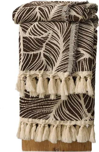 Miniatura 15 de DOWN HOME Manta de algodón de felpilla para sofá, manta bohemia ligera para cama, sofá, silla, sala de estar, exterior, manta decorativa de tejido