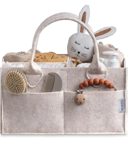 Miniatura 13 de PUTSKA Organizador de Caddy de Pañales para Bebé - Cesta de Almacenamiento de Guardería para Estación de Pañales, Lista de Regalos de Baby Shower