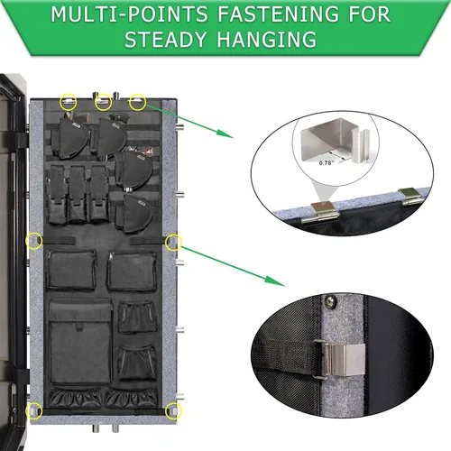 Miniatura 5 de Organizador de puerta para caja de armas, Panel de puerta para caja de armas Molle con soporte para pistola y bolsa para cargadores, se ajusta a