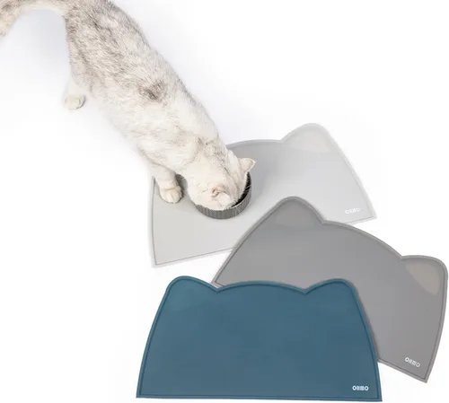 Miniatura 6 de OHMO - Tapete de silicona para comida para gatos, tapete de alimentación de mascotas para el piso, antideslizante e impermeable, bandeja para agua