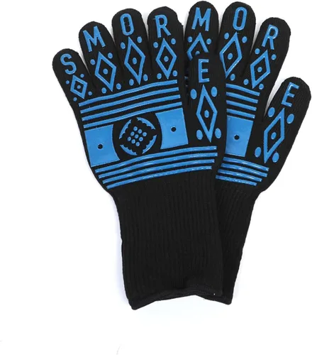 Miniatura 13 de S'more Guantes de barbacoa resistentes al calor, guantes de parrilla al aire libre, guantes de silicona antideslizantes para horno, guantes largos