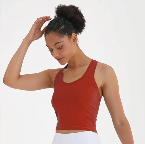 Miniatura 4 de Camiseta corta sin mangas con espalda cruzada para mujer, para correr, entrenamiento, yoga