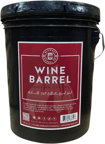 Miniatura 6 de Midwest Barrel Co. - Cubo de 5 galones de barril de bourbon para barbacoa, trozos de madera para ahumar, auténticos trozos de madera de roble