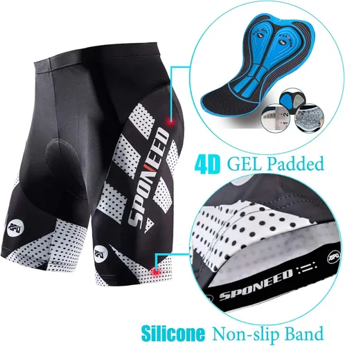 Miniatura 5 de sponeed Pantalones cortos de ciclismo para hombre, pantalones acolchados para ciclismo, ropa de ciclismo