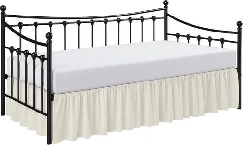 Miniatura 14 de Cottington Lane Falda para Cama Nido con Esquinas Divididas Tamaño Individual Falda de Cama con Volantes Fruncidos Recolectores de Polvo Caída de 16