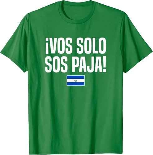 Miniatura 5 de Camiseta Vos Solo Sos Paja Salvadoran Slang Bandera de El Salvador, Negro