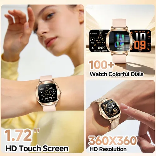 Miniatura 5 de Reloj inteligente para mujer, rastreador de actividad física de 1.72 pulgadas con respuesta/hacer llamadas, monitor de sueño/frecuencia cardíaca