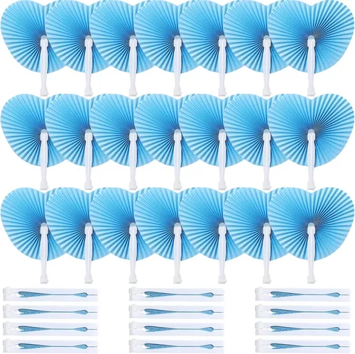 Miniatura 14 de Blulu Paquete de 60 abanicos de mano plegables de papel decorativo para boda, ventilador plegable de mano, decoración china y japonesa, a granel